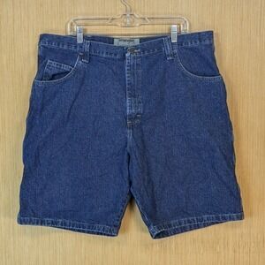 Wrangler Authentics Shorts Mens 42 Blue Denim‎ Carpenter Dark Wash Utility Retro